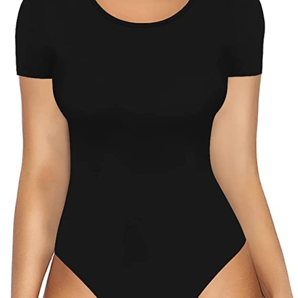 Black Round Collar Clothing Short Sleeve Long Sleeve Tops T Shirt Bodysuit NWT